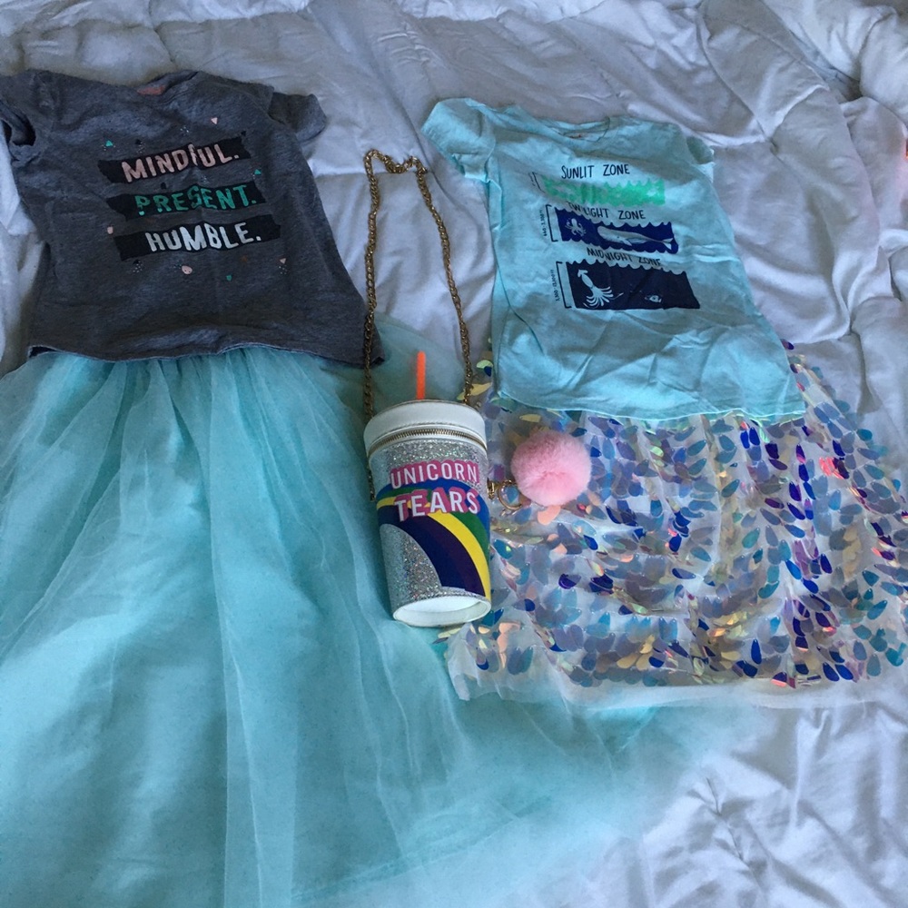 CAT & JACK Tee + Skirt BUNDLE w/ Unicorn Purse!!!!